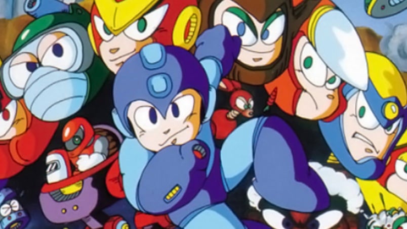 Mega Man appears next to Robot Masters.