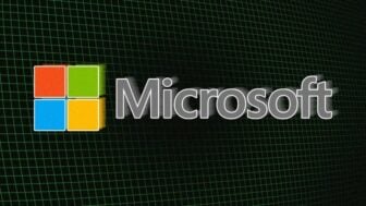 A Microsoft logo appears over a green grid.