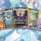 Pokemon cards appear over a background.