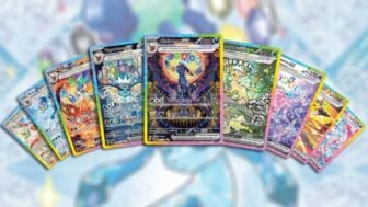 Pokemon cards appear over a background.
