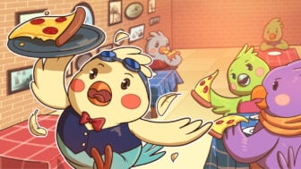 Key Art from Chico's Delivery featuring a bird waiter trying to serve a slice of pizza