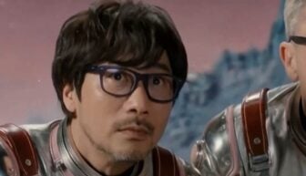 Hideo Kojima and Nicolas Winding Refn appear in an AI-generated sci-fi scene.