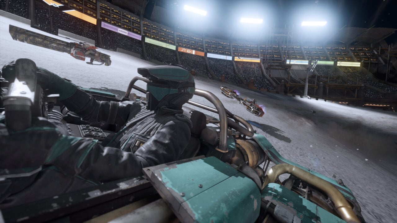 A pilot appears in a speeder.