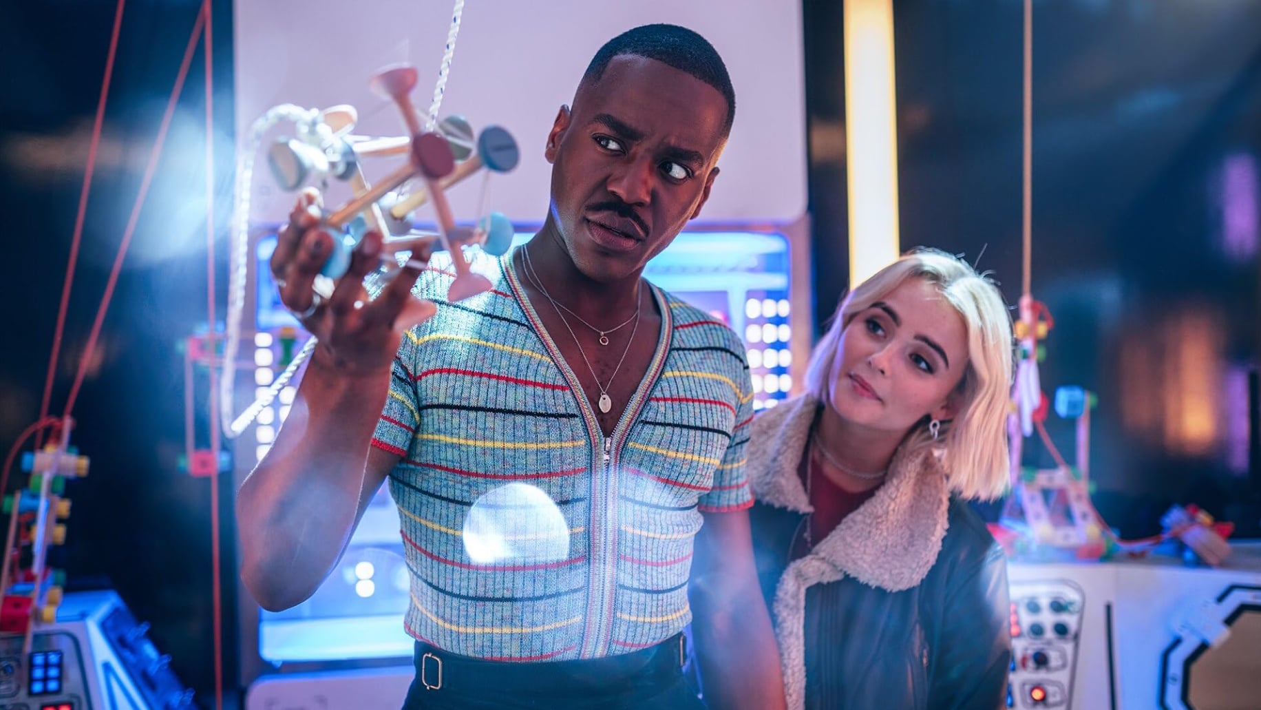 Ncuti Gatwa and Millie Gibson in the TARDIS.