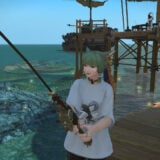 A character fishing in FFXIV.