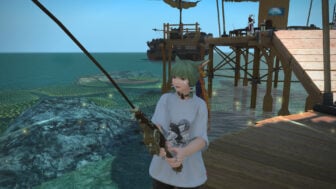 A character fishing in FFXIV.
