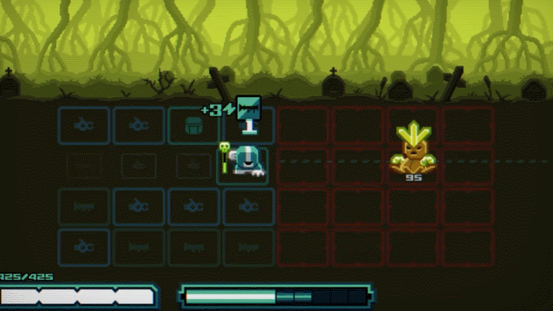 Small pixel characters fight on a grid. 