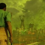 A man observes a nuclear fallout.