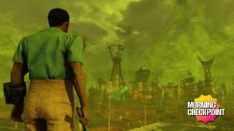 A man observes a nuclear fallout.