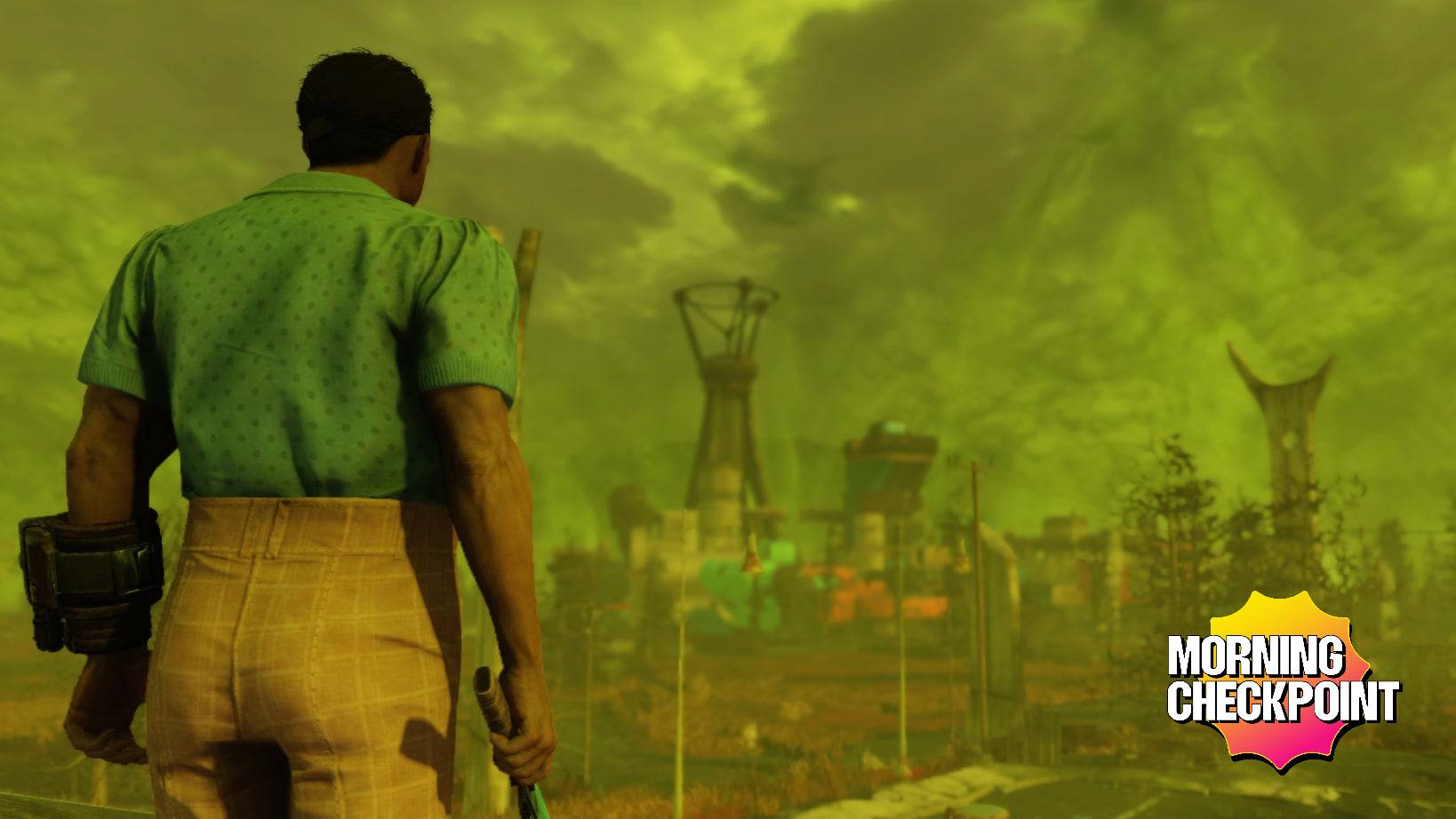 A man observes a nuclear fallout.