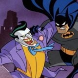 The Batman and Joker fight.