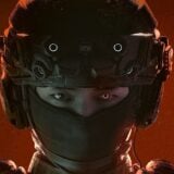 A person in a SWAT outfit appears in front of red.