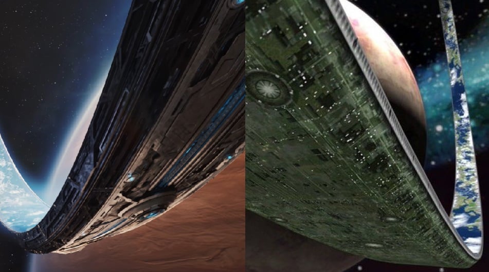 Two rings appear in space.