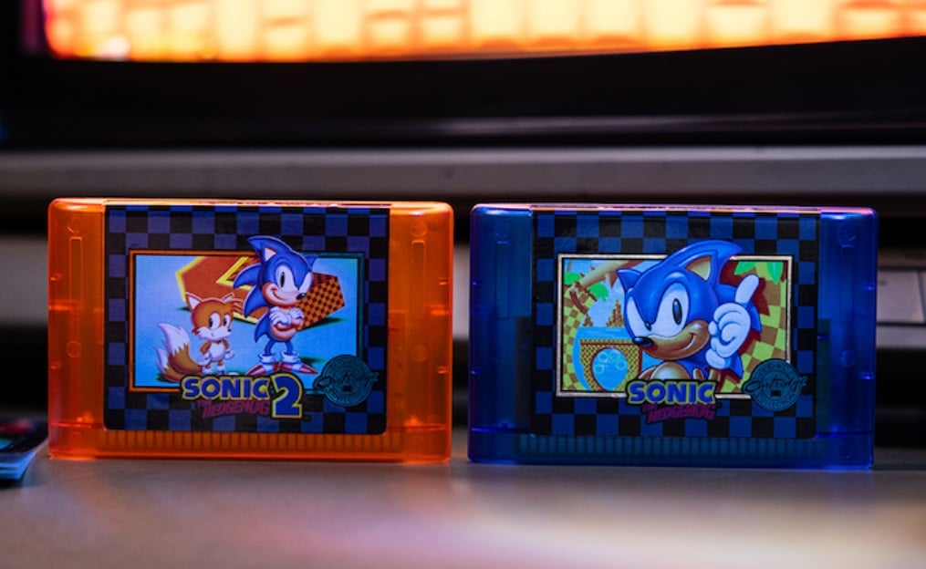 Sonic cartridges sit on a table.