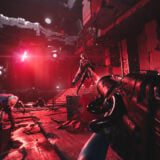 A gun is pointed at red-glowing enemies.
