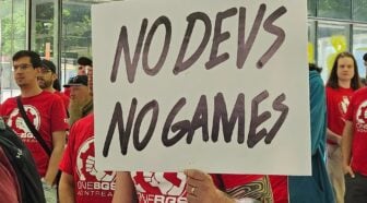 Photo from a protest in Maryland at ZeniMax studios