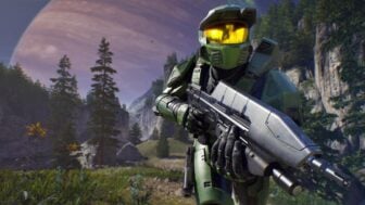 Screenshot of master chief from the Halo remake