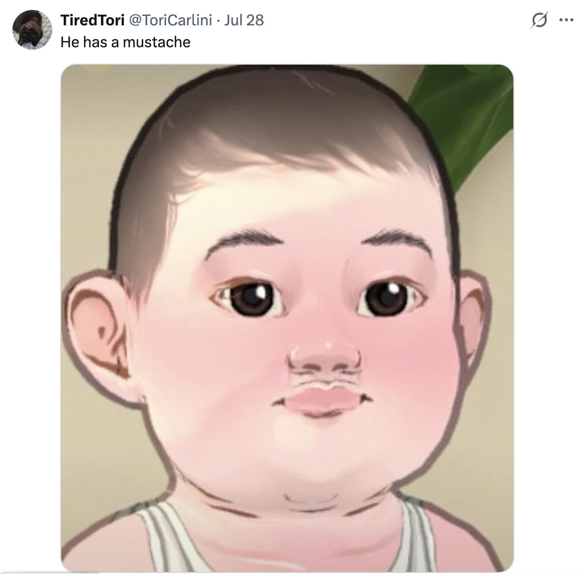 a paralives baby that appears to have a very thin pencil mustache 