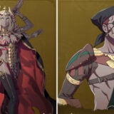 Graphic from Fire Emblem Fortune's Weave featuring side-by-side pictures of Theodora and Bonaparte