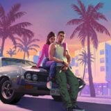 Two characters sit on the hood of a car.