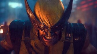 Wolverine is covered in blood.