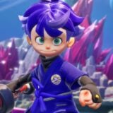 A purple-haired ninja prepares for battle.