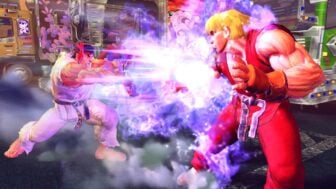 Ryu beats up Ken.