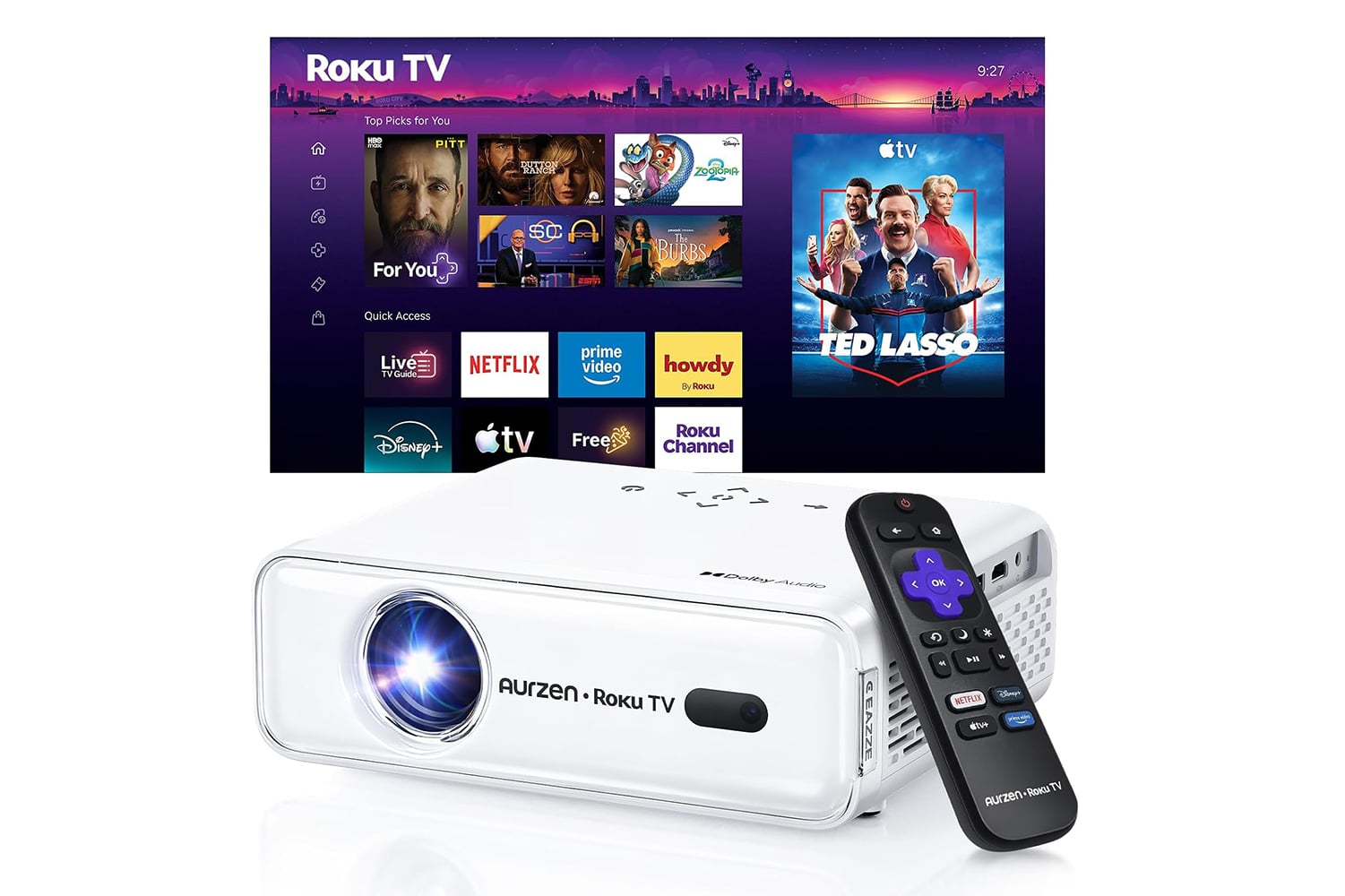 Aurzen Roku Tv D1r Smart Portable Outdoor Projector
