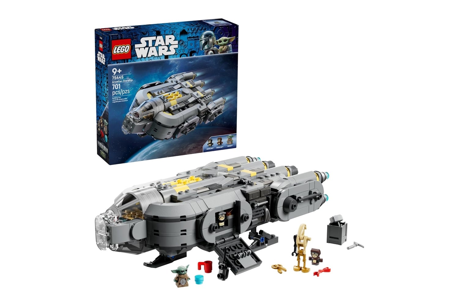 Lego Star Wars The Mandalorian And Grogu Anzellan Starship Building Toy