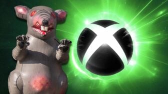 Scabby the rat next to the xbox logo