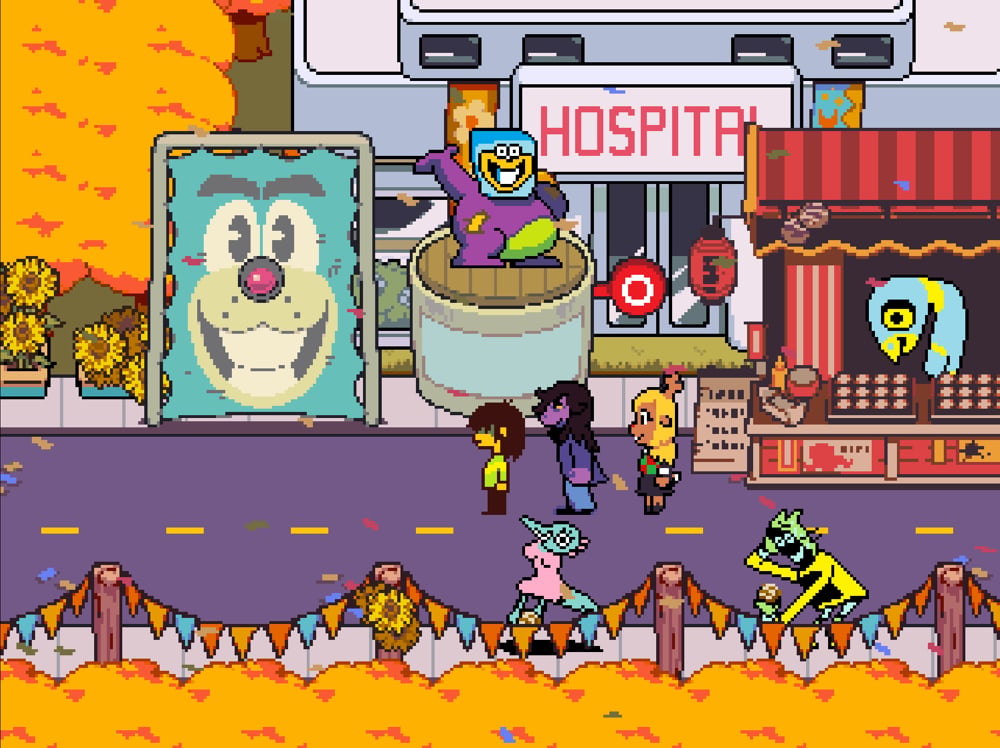 A screenshot of Deltarune Chapter 5's festival.