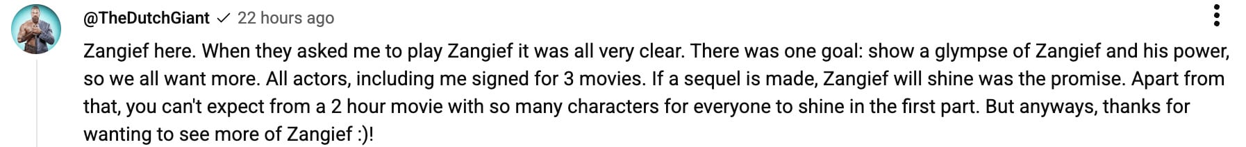 Olivier Richters' YouTube comment