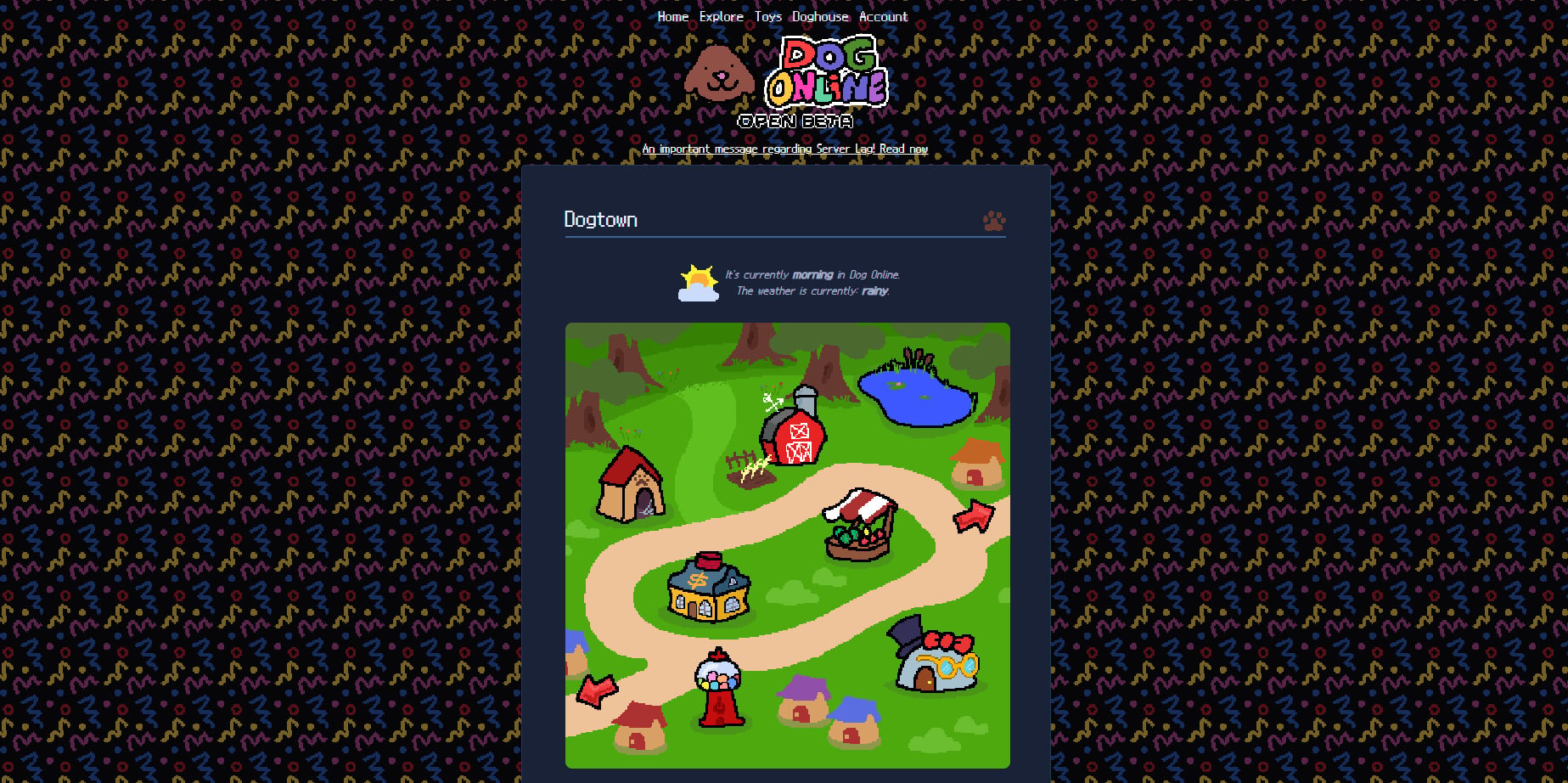 A screenshot of Dog Online showing the map.