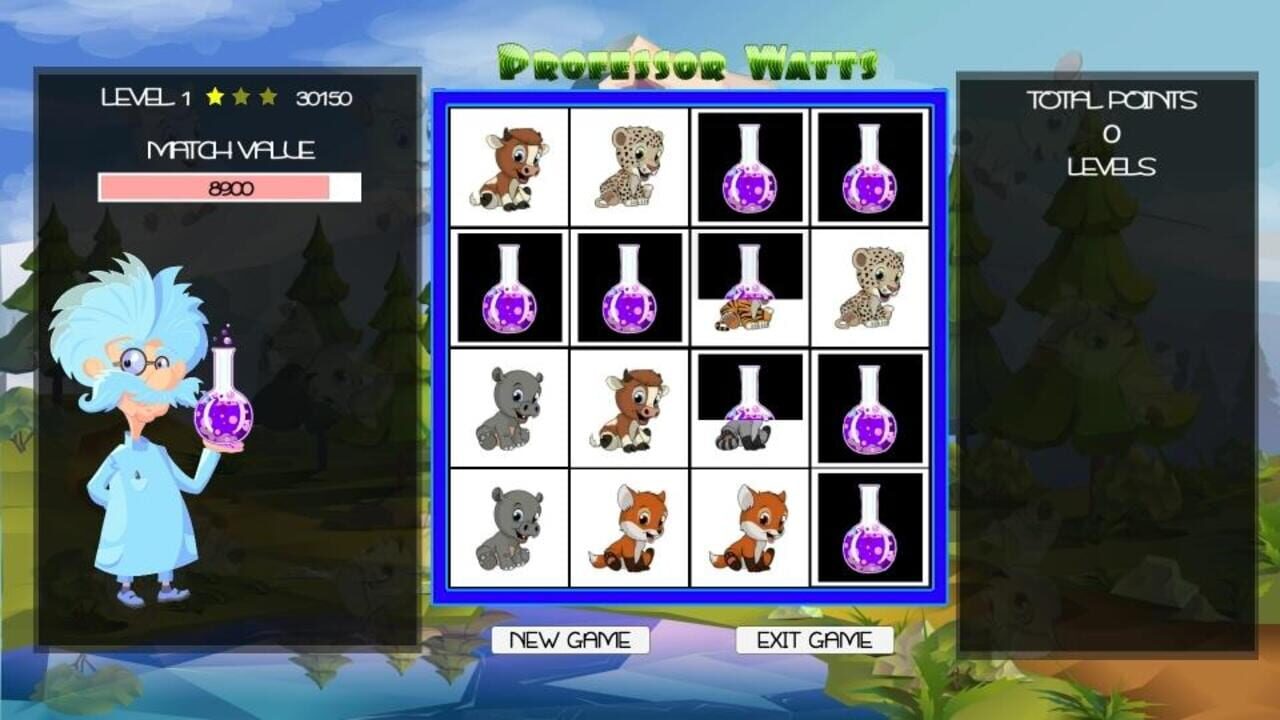 Professor Watts Memory Match: Cute Animals