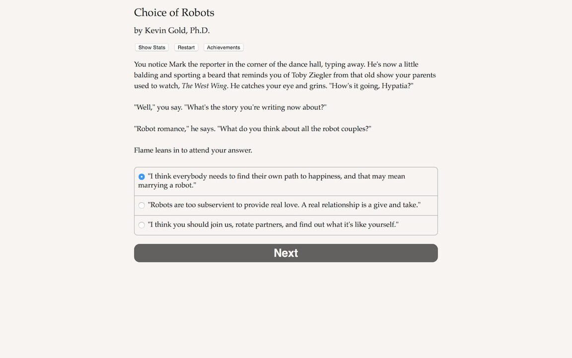 Choice of Robots
