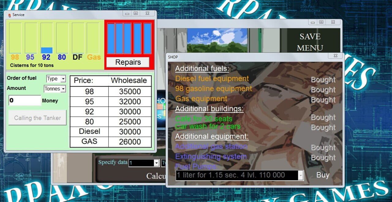 Simulator gas station