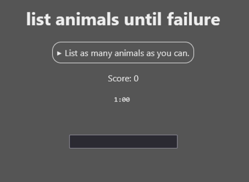 List Animals Until Failure
