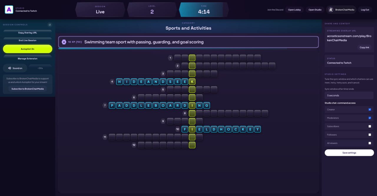 Acrostics on Stream
