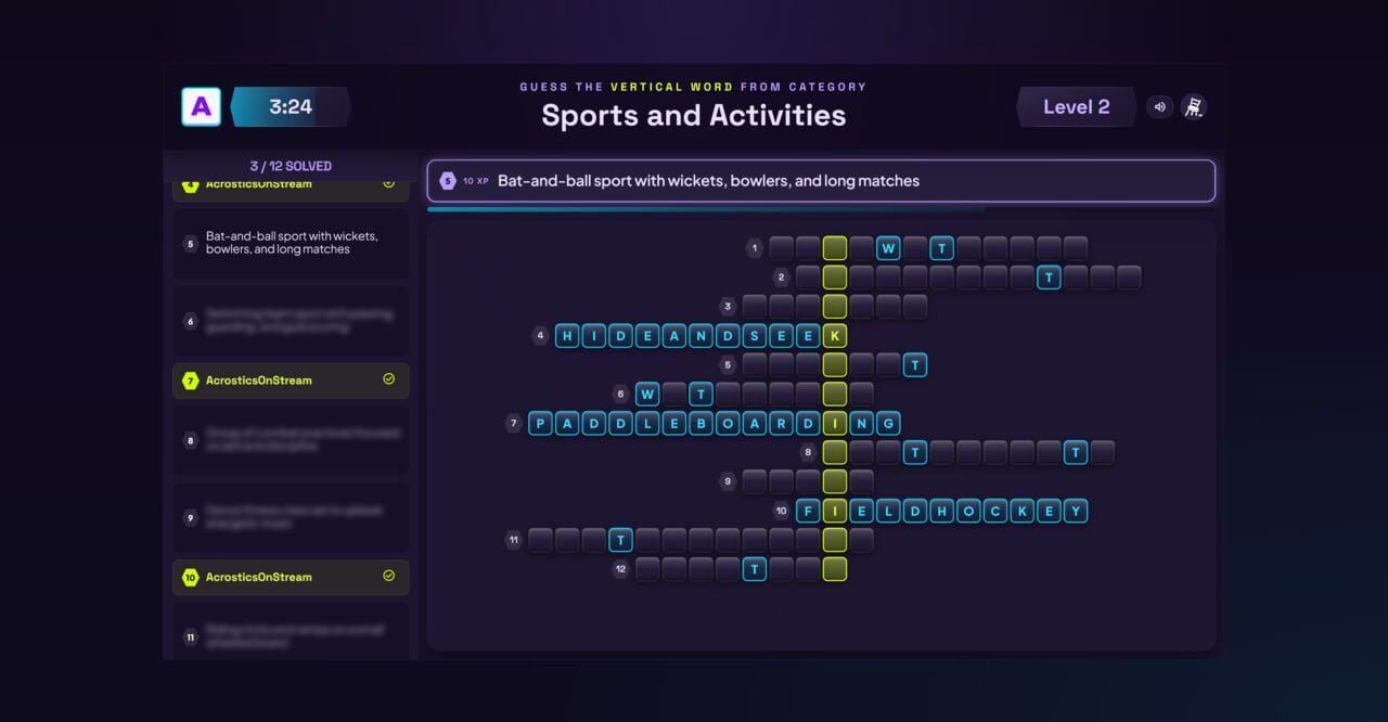 Acrostics on Stream