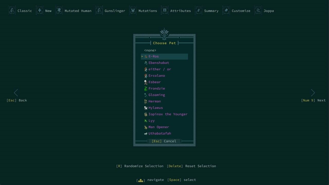 Caves of Qud: Pets of Harvest Dawn