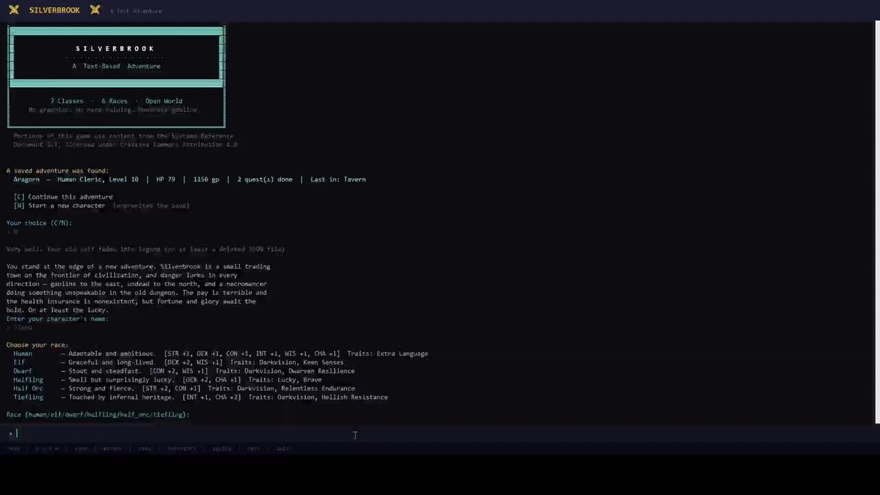 Silverbrook: a Text-Based RPG