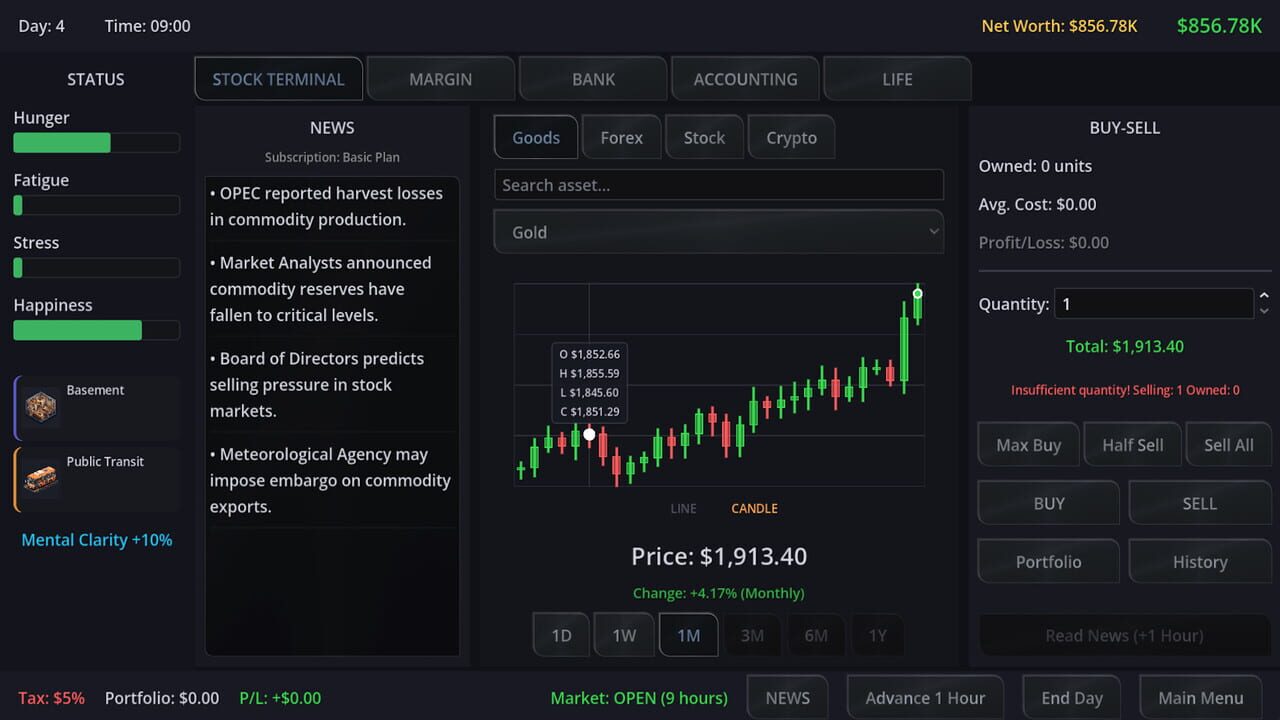 Neo Capitalist: Stock Market Survival Simulator