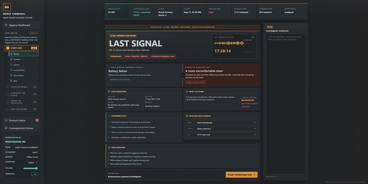 Accident Investigator Simulator: Black Box