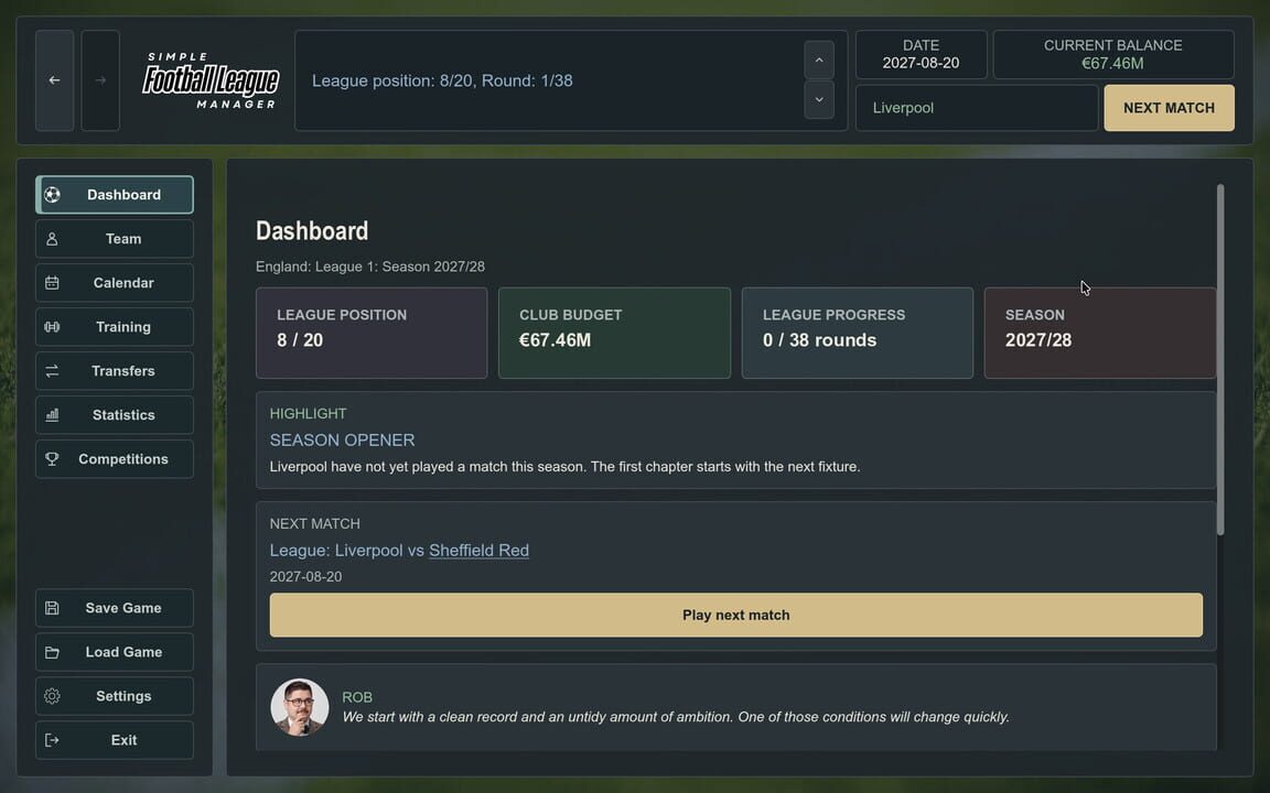Simple Football League Manager