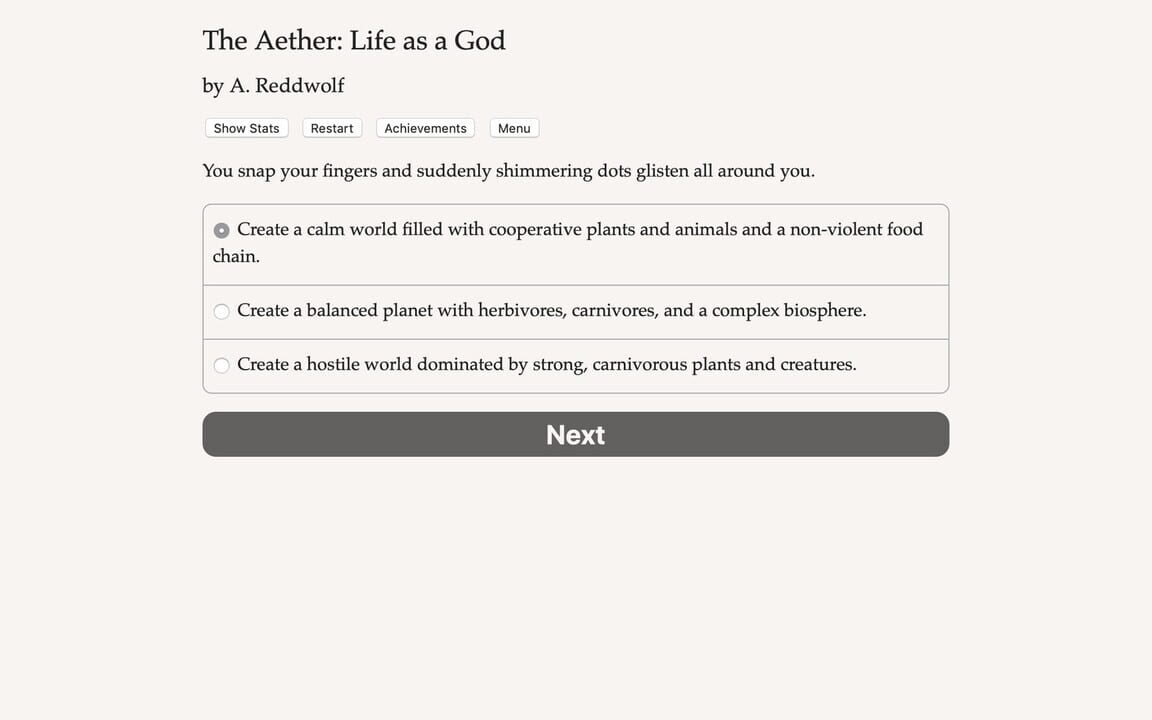 The Aether: Life as a God