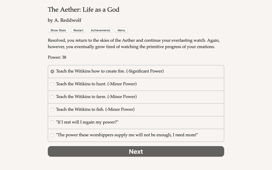 The Aether: Life as a God