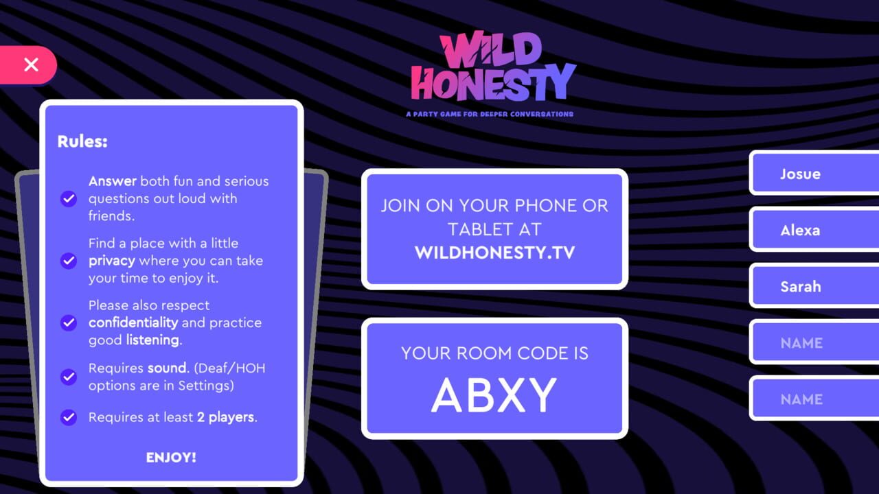 Wild Honesty: A Party Game for Deeper Conversations