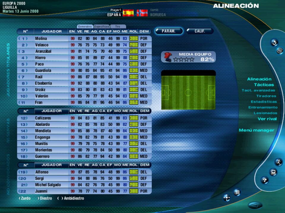 PC Fútbol Selección Española Europa 2000