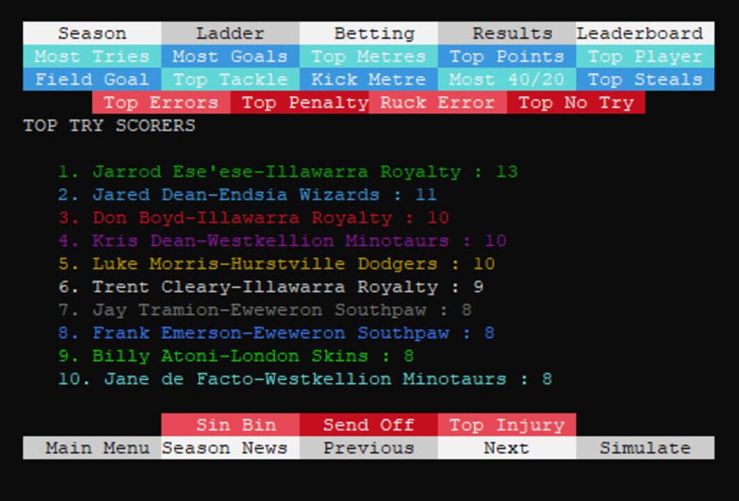 Syde Rugby League Simulator