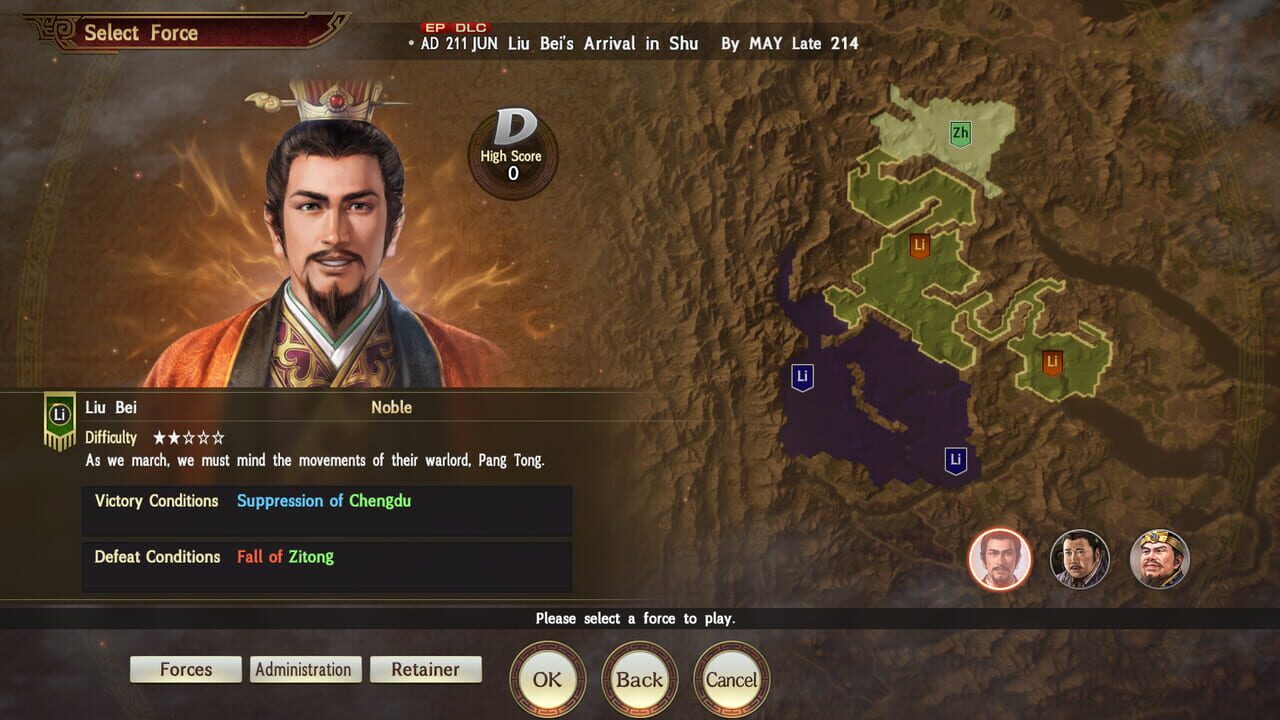 Romance of the Three Kingdoms XIII EP: Scenario for War Chronicles Mode – 1st Wave: Liu Bei Enters Shu